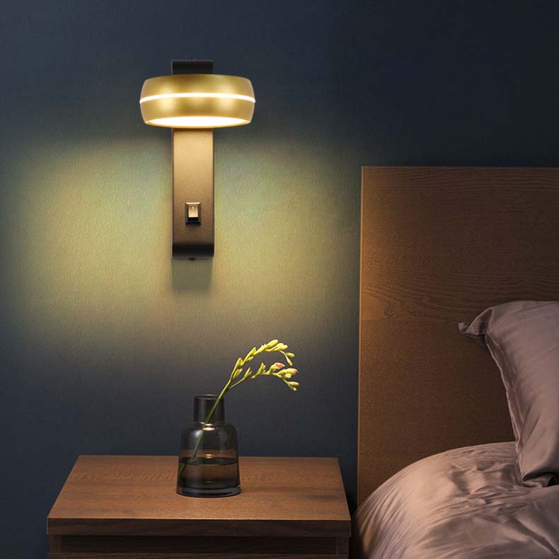 Modern Minimalist Round Rectangle Aluminum Iron PS LED Wall Sconce Lamp For Bedroom