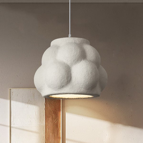 Traditional Japanese Wabi-Sabi Imitation Cement Texture Bubble Shade 1-Light Pendant Light For Living Room