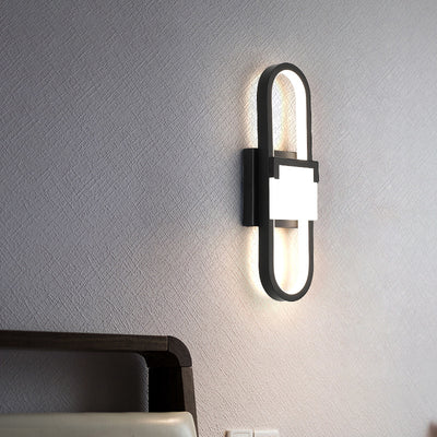 Modern Minimalist Oval Rectangle Iron Aluminum LED Wall Sconce Lamp For Bedroom