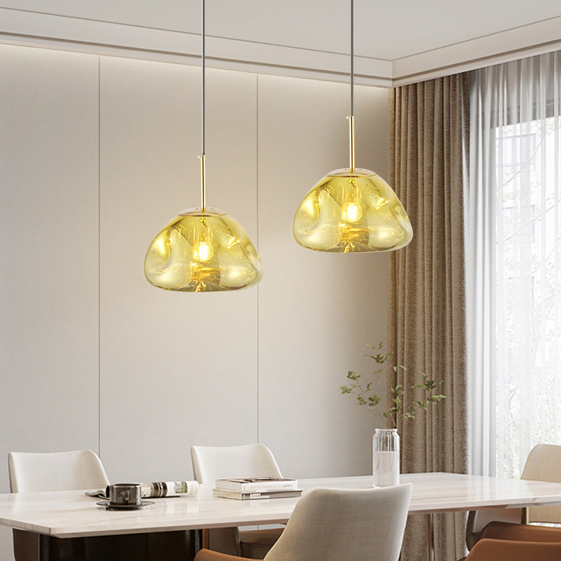 Contemporary Creative Irregular Round Acrylic PVC Metal 1-Light Pendant Light For Living Room