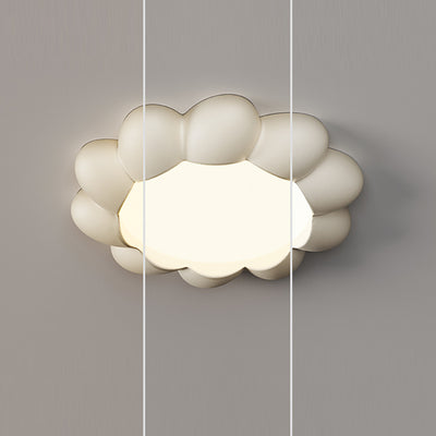 Modern Minimalist Cream Round Flower Resin Acrylic LED Flush Mount Ceiling Light For Bedroom