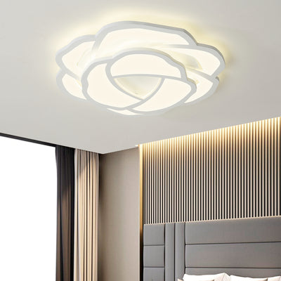 Modern Minimalist Rose Shape Iron Acrylic LED Flush Mount Ceiling Light For Bedroom