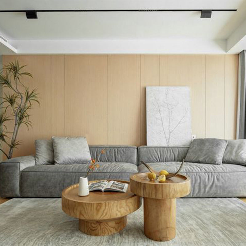 Traditional Japanese Round Wood Coffee Table For Living Room