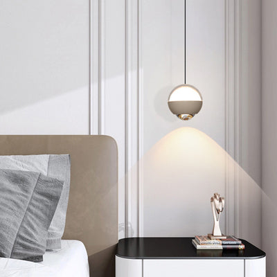 Modern Simplicity Ball Aluminium Acrylic Glass LED Pendant Light Liftable For Bedside