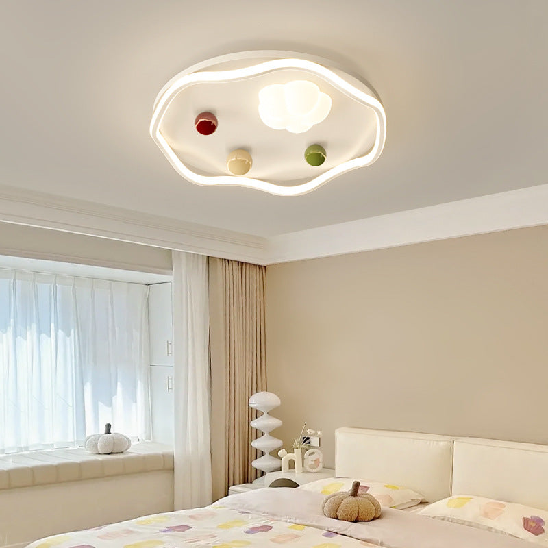 Contemporary Scandinavian Round Iron PC LED Flush Mount Ceiling Light For Living Room