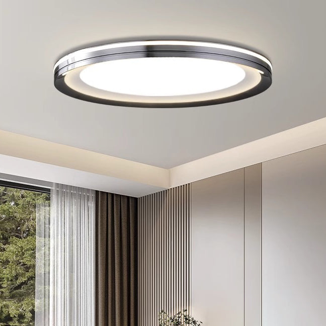 Modern Minimalist Round Aluminum Acrylic Shade LED Flush Mount Ceiling Light For Living Room