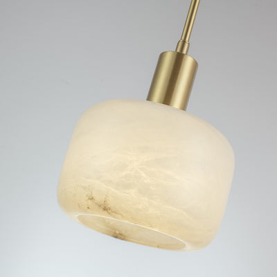 Modern Minimalist Cylinder Full Copper Marble 1-Light Pendant Light For Bedroom