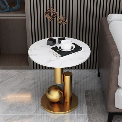 Contemporary Luxury Round Marble Top Coffee Table For Living Room