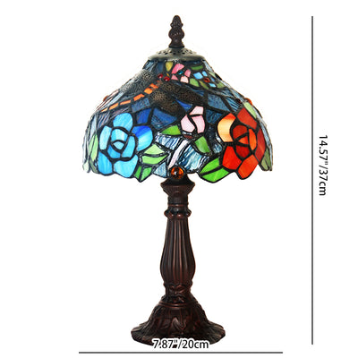 Traditional Tiffany Dome Iron Glass 1-Light Table Lamp For Living Room