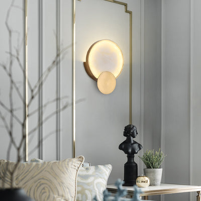 Contemporary Nordic Metal Marble Round LED Wall Sconce Lamp For Bedside