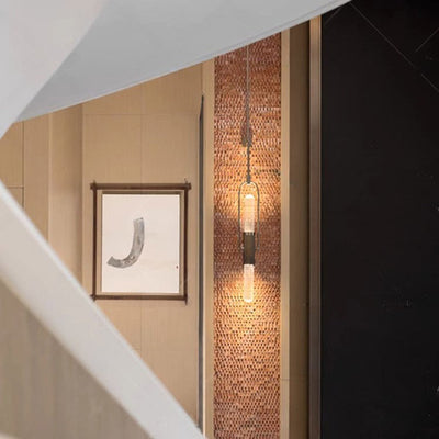 Contemporary Scandinavian Long Cylinder Glass Aluminum 2-Light Wall Sconce Lamp For Living Room