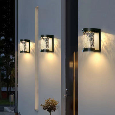 Modern Minimalist Solar Cylinder Stainless Steel Glass LED Outdoor Wall Light For Garden