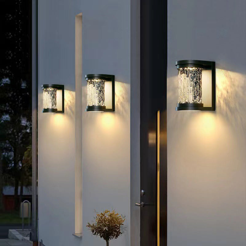 Modern Minimalist Solar Cylinder Stainless Steel Glass LED Outdoor Wall Light For Garden