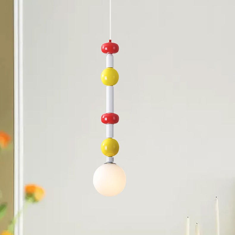 Contemporary Scandinavian Stained Fruit Glass Iron 1-Light Pendant Light For Bedroom