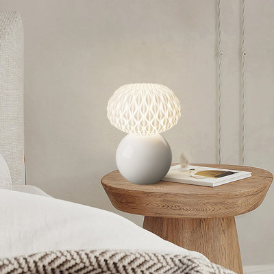 Modern Minimalist Orb Cloudy Ceramic PE 1-Light Table Lamp For Bedroom