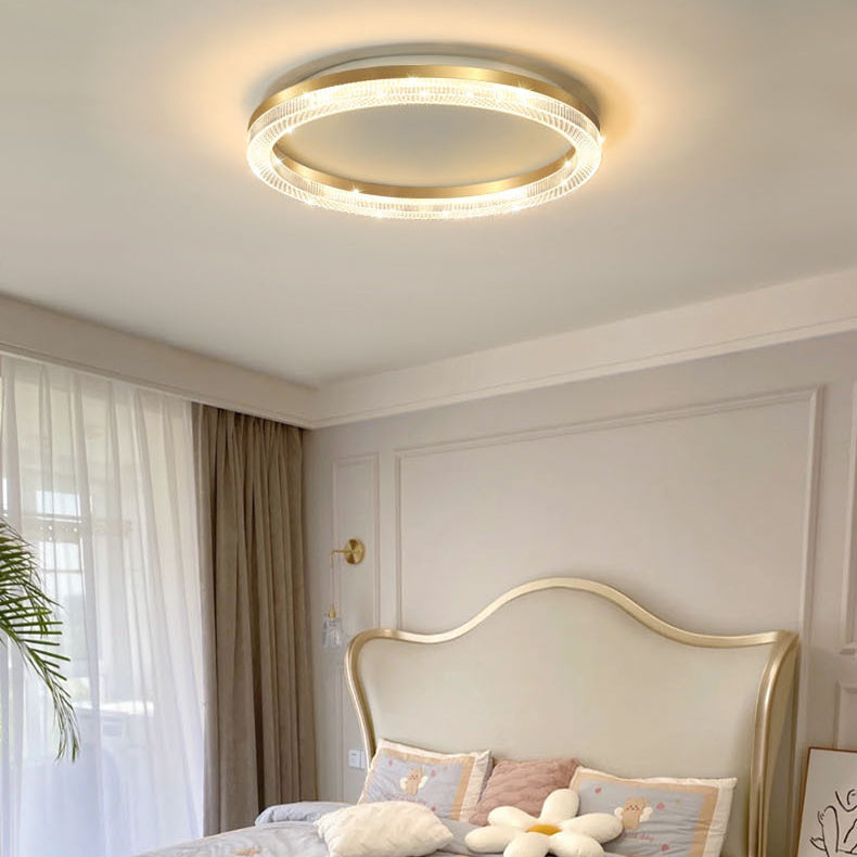 Modern Luxury Round Aluminium PMMA LED Flush Mount Ceiling Light For Bedroom