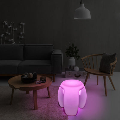 Modern Minimalist Round Plastic LED Illuminated Waterproof Bar Stool For Entertainment Room