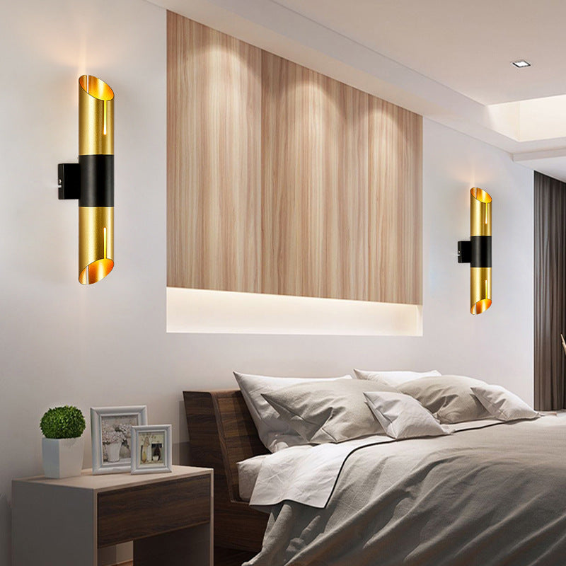 Modern Luxury Cylinder Iron 2-Light Wall Sconce Lamp For Bedroom