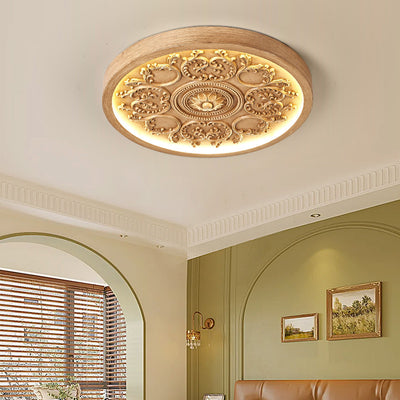 Modern Minimalist Carved Iron Resin Acrylic LED Flush Mount Ceiling Light For Bedroom