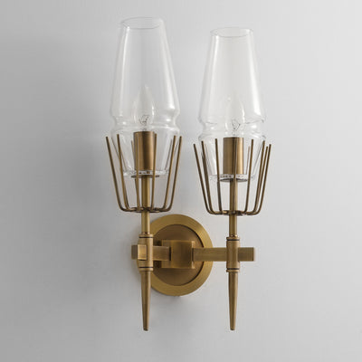 Contemporary Retro Iron Glass Cylinder 1/2 Light Wall Sconce Lamp For Hallway