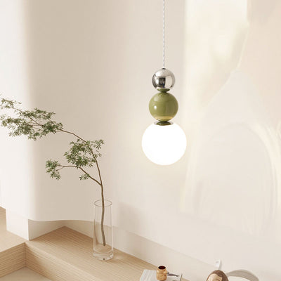 Modern Minimalist Round Ball Iron Glass 1-Light Pendant Light For Bedroom