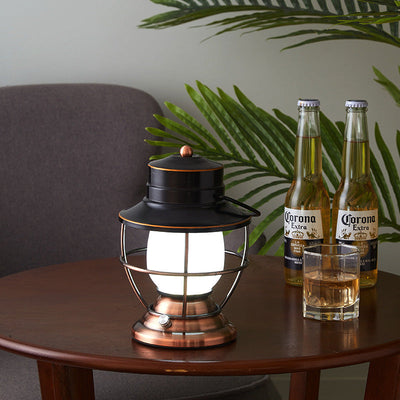 Traditional Farmhouse Waterproof Rechargeable Iron Acrylic Cylinder LED Table Lamp For Entertainment Room