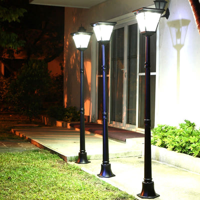 Traditional Chinese Solar Waterproof Aluminum Alloy Glass Cylinder LED Landscape Lighting Outdoor Light For Garden