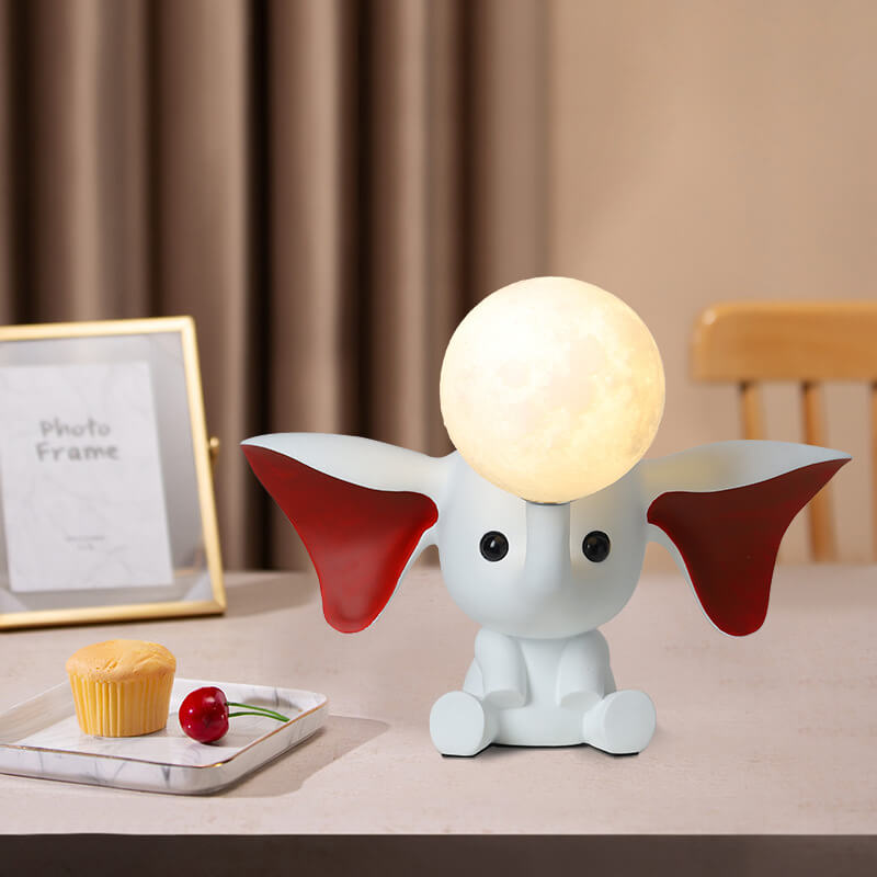 Creative Cartoon Elephant Moon Resin 1-Light Table Lamp