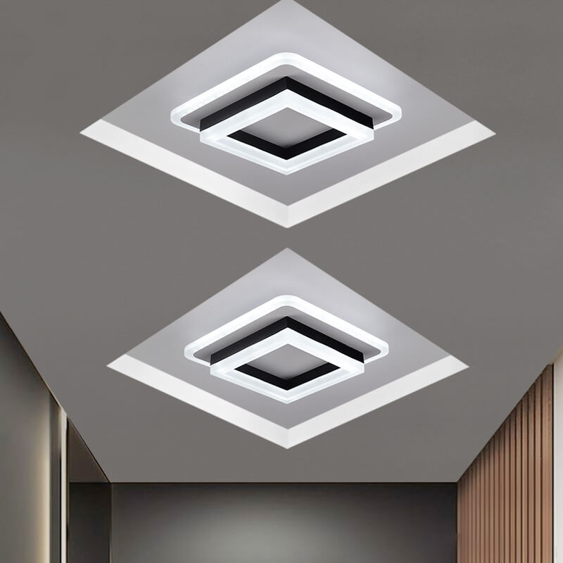 Plafonnier LED encastré en fer à cercle carré en acrylique Simple nordique 