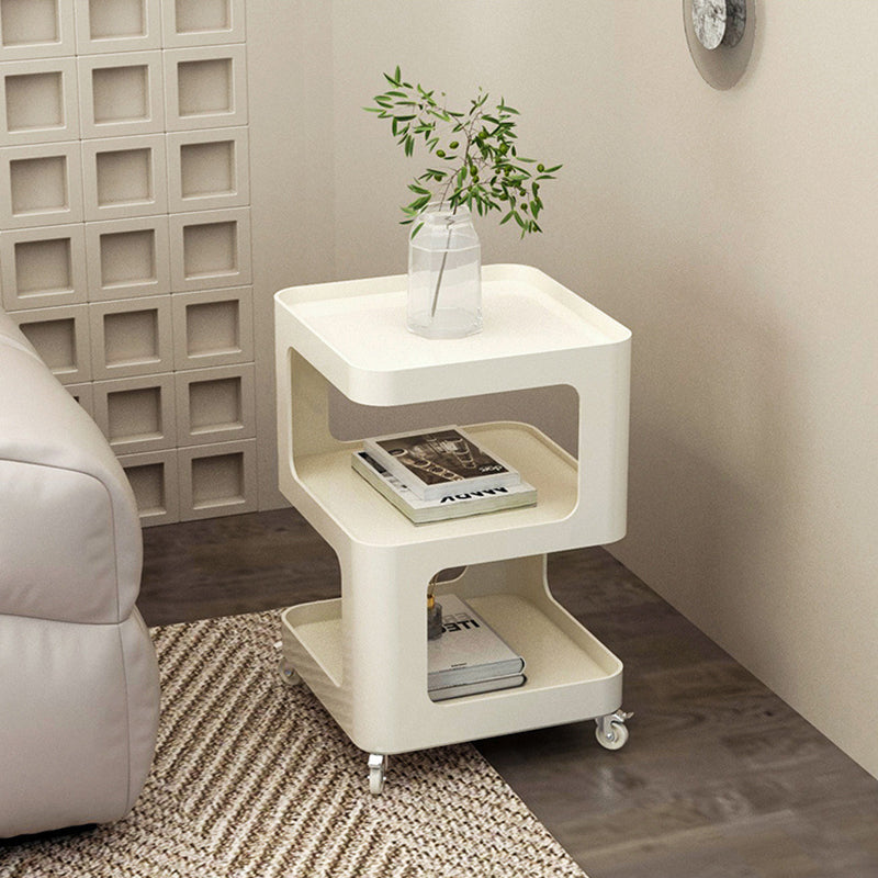 Contemporary Simplicity Square Iron Movable Side Table 3-Tier Storage Shelves For Living Room