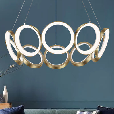 Contemporary Nordic Circle Round Iron Acrylic LED Chandelier For Living Room