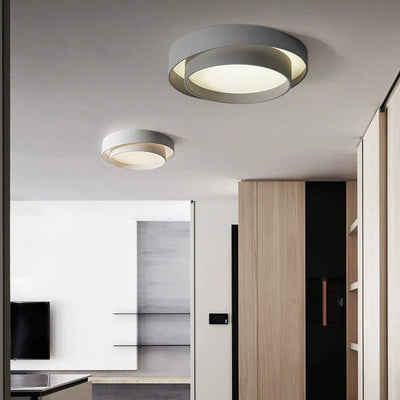 Contemporary Nordic Double Round Hardware LED Flush Mount Ceiling Light For Bedroom