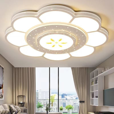 Modern Simplicity Iron Acrylic Round Flower LED Flush Mount Ceiling Light For Living Room