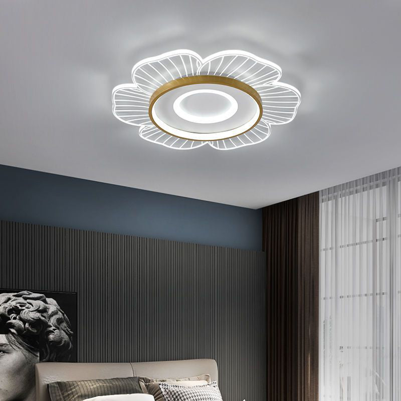 Modern Minimalist Floral Aluminum Acrylic LED Flush Mount Ceiling Light For Living Room