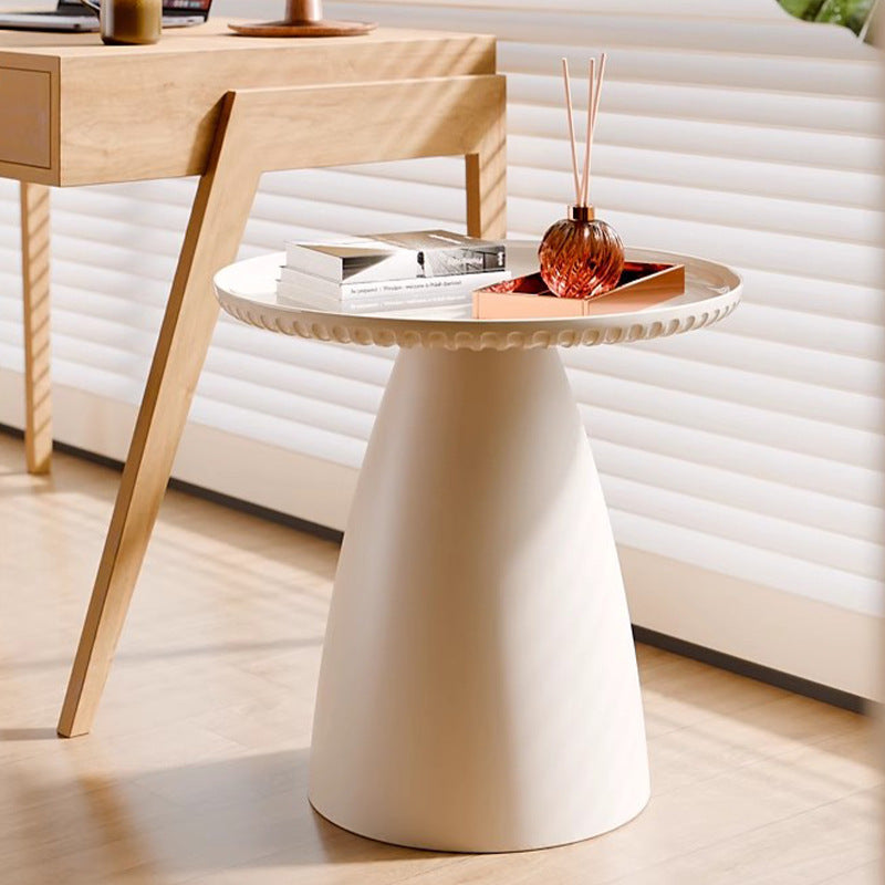 Modern Minimalist Round Table Top PET Plastic Side Table 1-Leg For Living Room