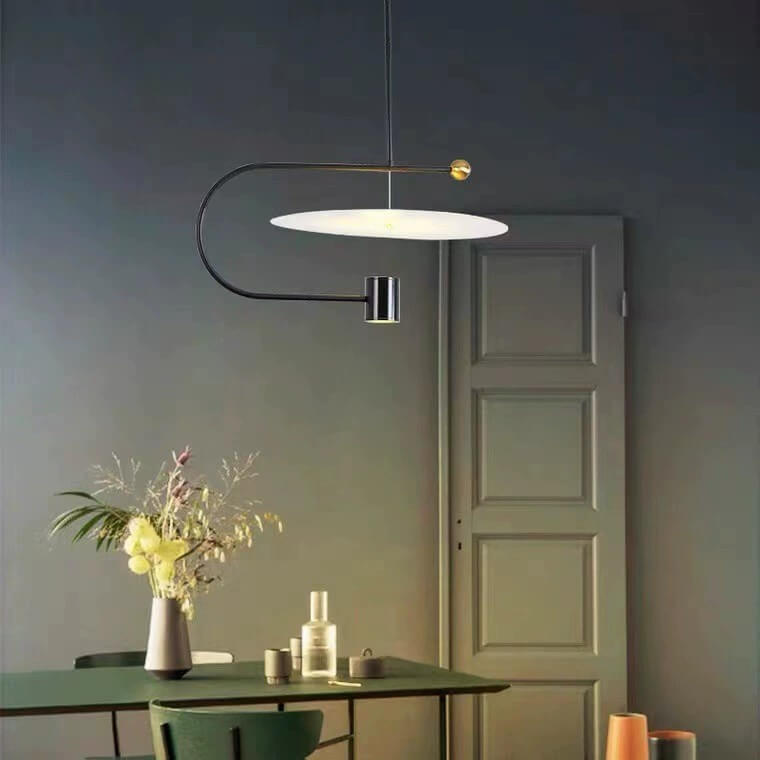 Nordic Minimalist Curved Iron Acrylic Disc LED Pendant Light