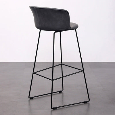 Contemporary Retro Square Leather Stainless Steel Bar Stool Backrest Footrest For Dining Room