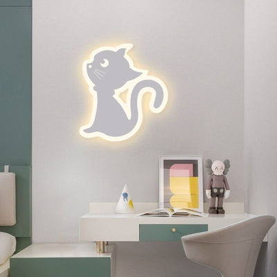 Modern Simplicity Cartoon Cat Iron Acrylic LED Wall Sconce Lamp For Bedroom