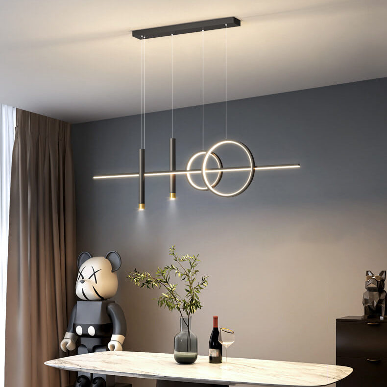 Modern Minimalist Iron Silicone Strip LED Island Light Chandelier For Dining Room