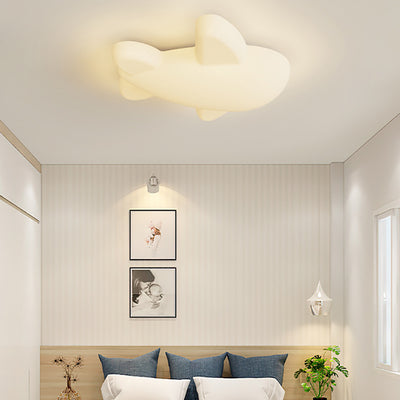 Modern Minimalist Cartoon Airplane Iron Acrylic LED Flush Mount Ceiling Light For Bedroom