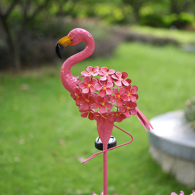 Contemporary Creative Waterproof Solar Flamingo Iron LED Outdoor Landscape Light For Garden