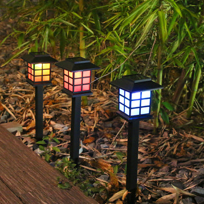 Traditional Rustic Waterproof Solar House ABS LED Outdoor Landscape Light For Garden