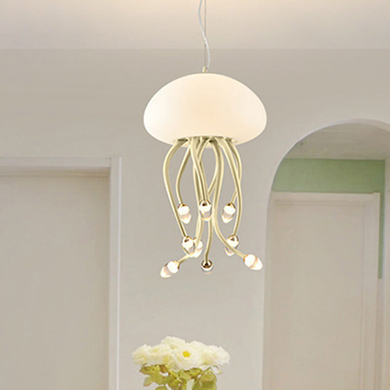 Contemporary Nordic Jellyfish Iron Acrylic LED Chandeliers For Bedroom