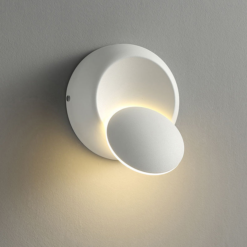 Modern Minimalist Round Rotating Crescent Acrylic Iron LED Wall Sconce Lamp For Living Room