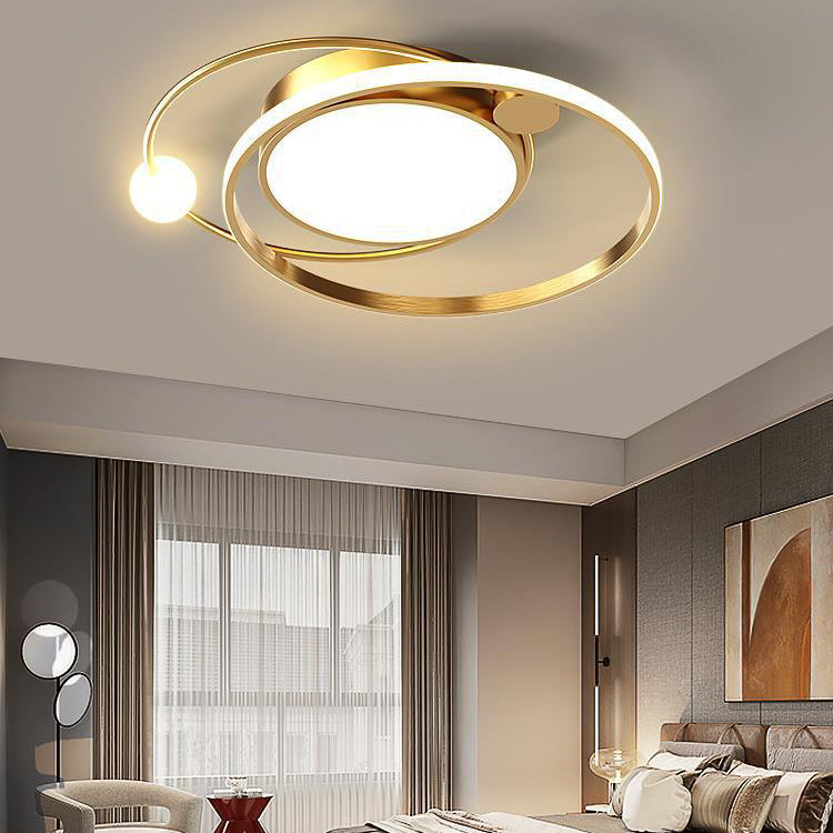 Modern Minimalist Round Circle Iron Acrylic LED Flush Mount Ceiling Light For Bedroom