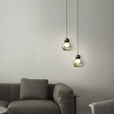 Contemporary Nordic Round Orb Cylinder Copper Glass 1-Light Pendant Light For Living Room