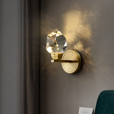 Contemporary Luxury Crystal Diamond Brass LED Wall Sconce Lamp For Hallway