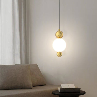 Minimalist Light Luxury Glass Ball String Copper LED Pendant Light