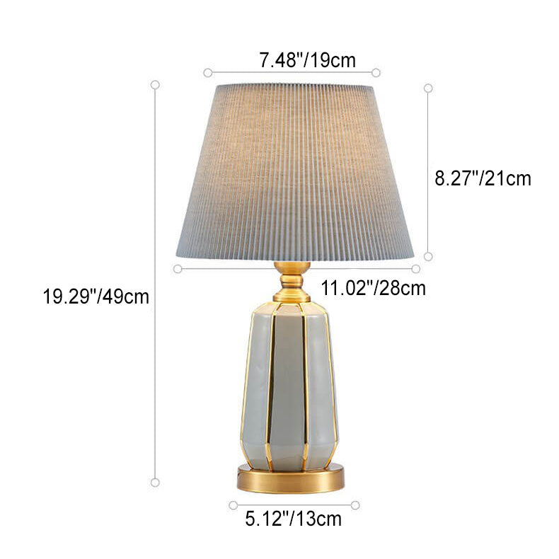 Modern Light Luxury Gray Ceramic Linen 1-Light Table Lamp