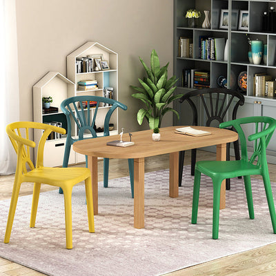 Contemporary Scandinavian Arc Plastic Stackable Dining Chair Backrest For Dining Room